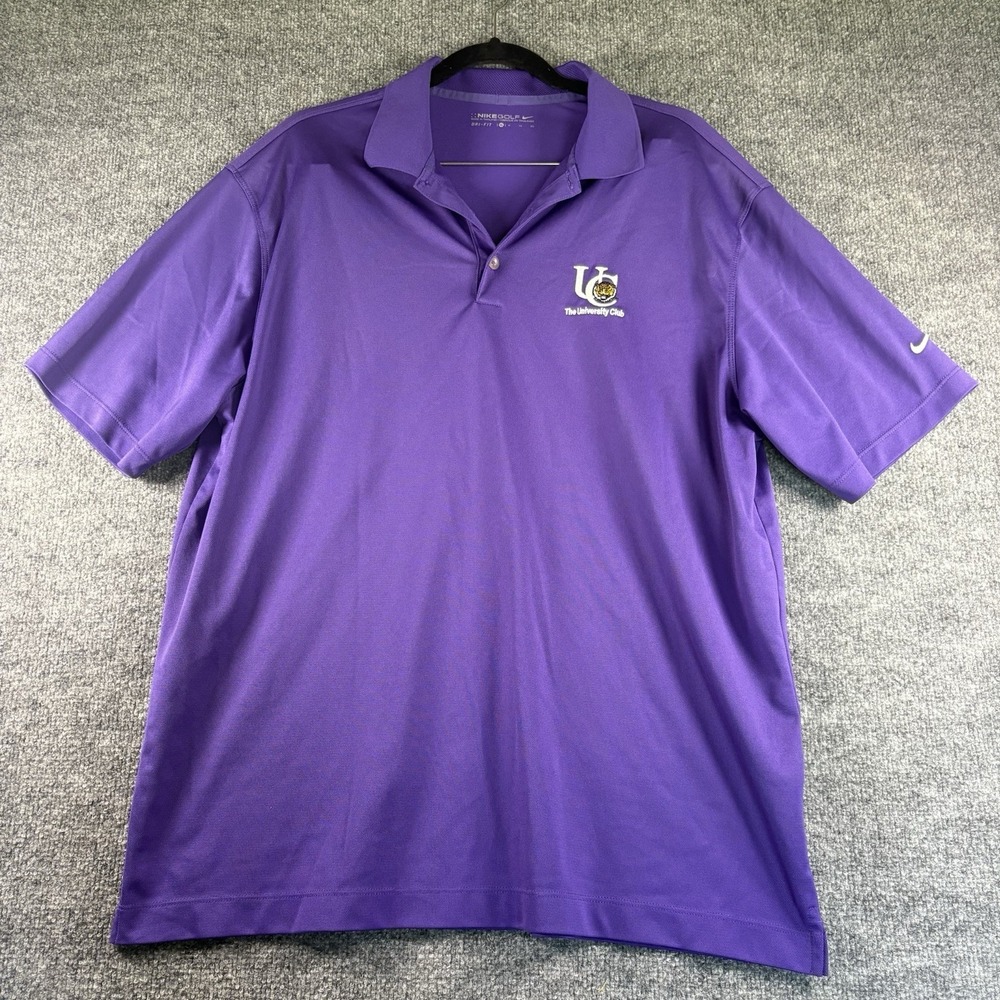 Nike Golf LSU University Club Polo Shirt Mens XL Purple Dri-FIT Embroidered